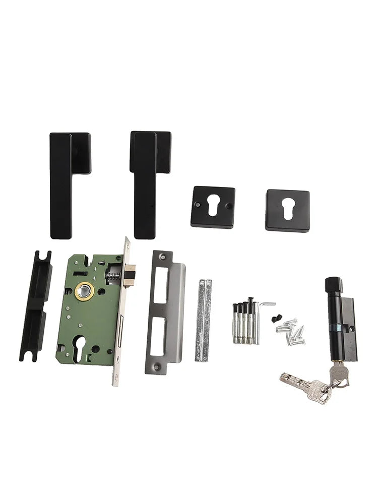 For Bedroom Interior Door Handle Lock Black Door Lock Reliable Security Versatile Application For Living Room Doors