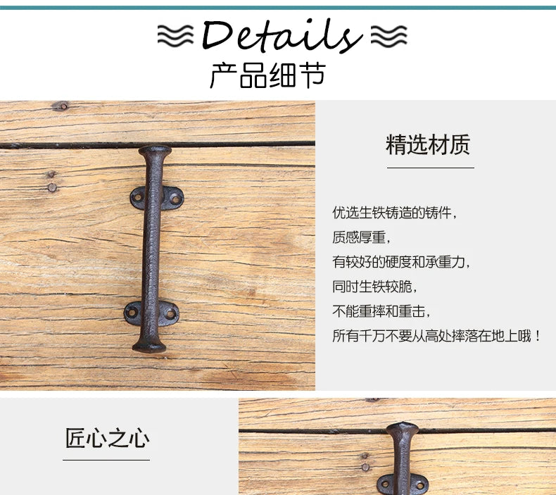 Retro Nostalgic Old Fashioned Cast Iron Handle Wardrobe Simple Door Handle Large Wooden Door Pull Rod Handle 30.5x5.2cm