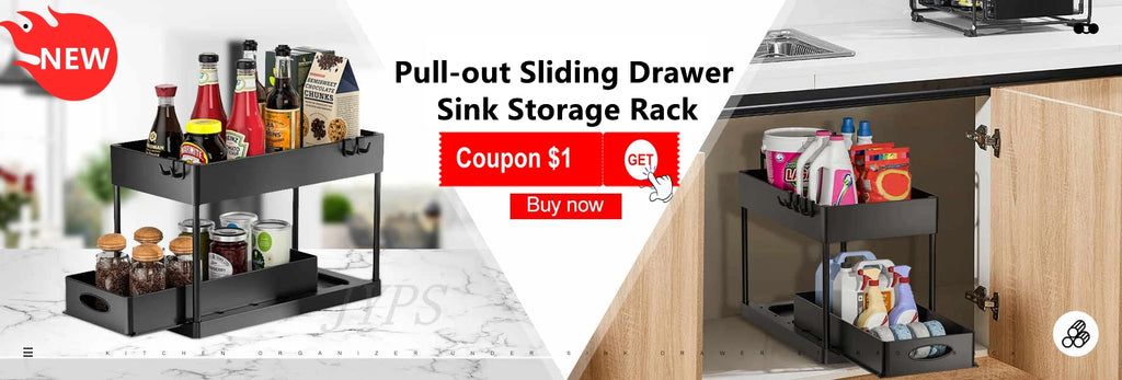 1/2 Pcs Under Sink Storage Organizer 2 Tier Drawer Multipurpose Rack Cabinet Under Sink Storage Rack Bathroom Kitchen Organizer