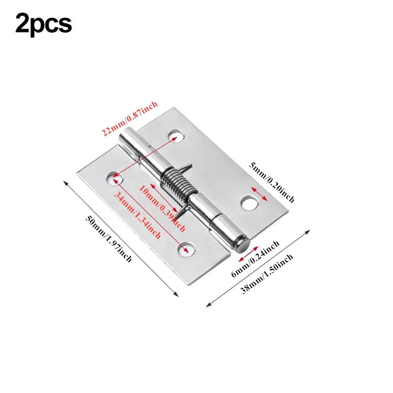 2pcs Self Closing Spring Door Hinge Stainless Steel Hinge For Window Cabinets Jewelry Boxes Automatic Rebound Hardware