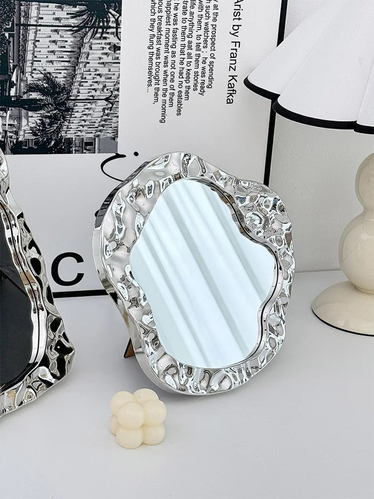 Bathroom Handled Mirror Vanity Women Design Portable Mirror Small Dorm Espejo Maquillaje Luz Home Decoration Accessories