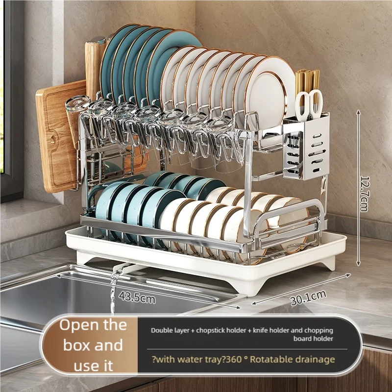 304 stainless steel kitchen storage rack, bowl and plate storage box, draining rack, multifunctional home storage rack for bowls
