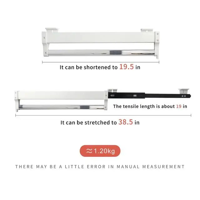Pull-Out Closet Valet Rod Adjustable Wardrobe Clothing Rail Heavy Duty Top Mount Wardrobe Hanger Rack Bar Ball Bearing Slide