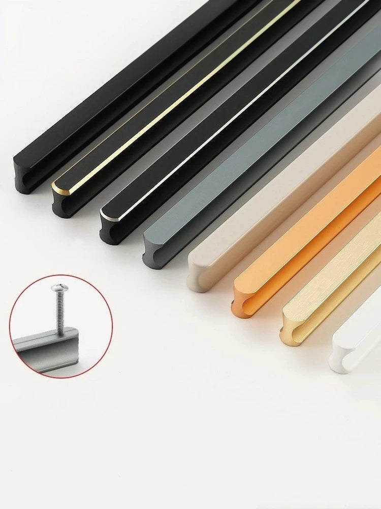 Modern Simple Light Luxury I-Shaped Cabinet Door Handle Extended Round Head Drawer Wardrobe Cabinet Furniture Door Handle