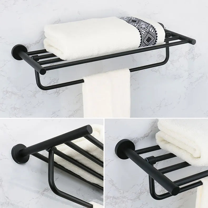 Bathroom Accessories Towel Rack Shelf Bar Roll Paper Holder With Cover Hand Towel Bar Holder Robe Hook Toilet Brush Holder Black