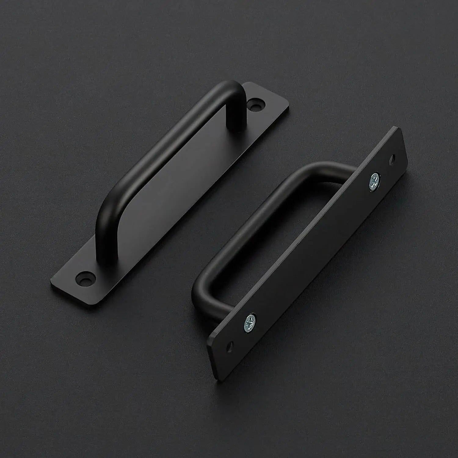 2pcs Barn Door Handles, Sliding Door Handle, Black Cabinet Handles, Door Pull Handle, Aluminum Alloy Door Pulls with Plate