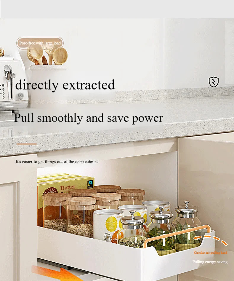 Non Perforated Kitchen Pull-out Shelf，Kitchen Storage Rack with Sliding Rails，Drawer Storage Tray，Cabinets Organizer，spice Rack