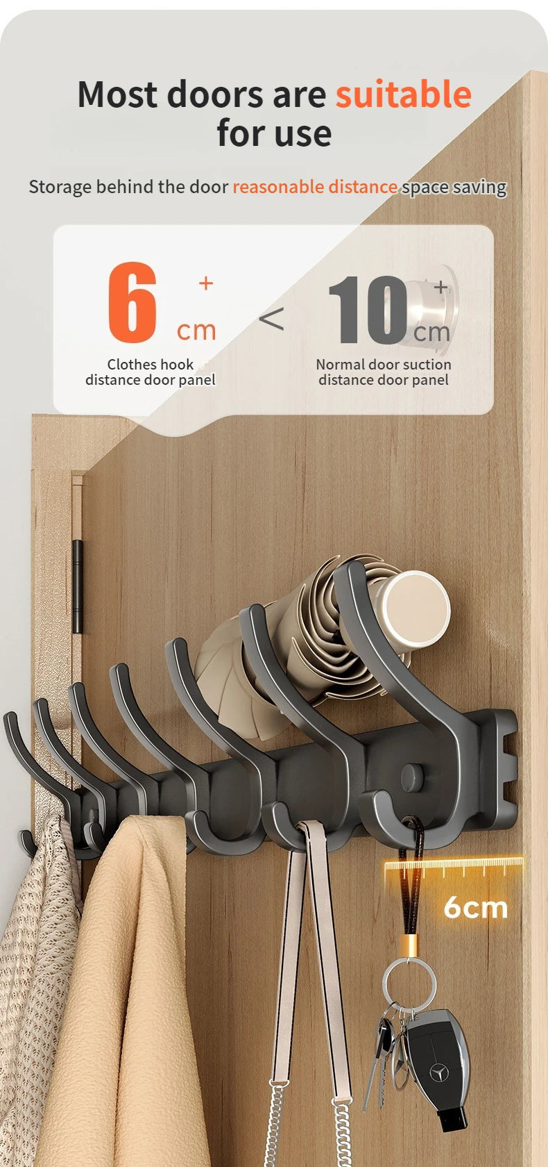 no drill Holes One Row Hangers Kitchen Towels Clothes Hats Toilet Towel Rack Storage Wall Mounted Door Back Rod Hook