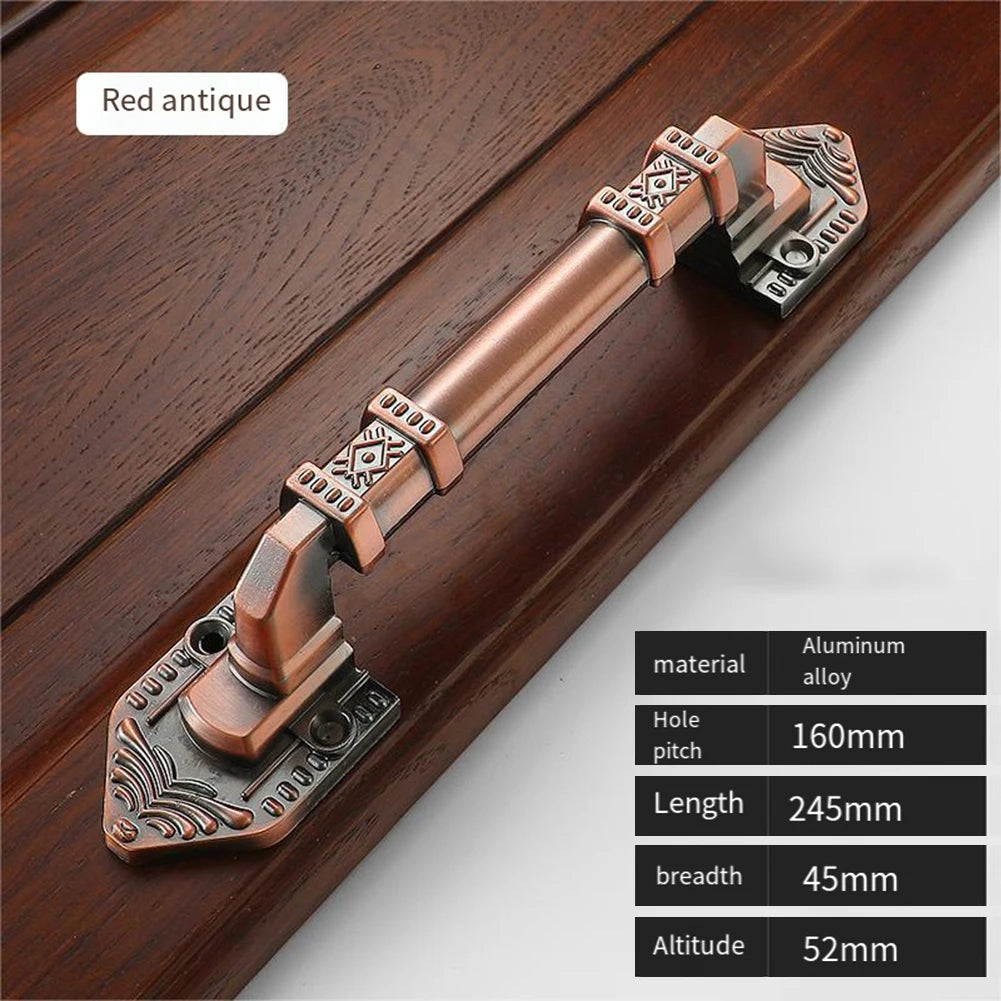 European Antique Exposed Aluminum Alloy Door Handle Push-Pull Door Handle Furniture Wood Barn Door Handle Drawer Flush Handles
