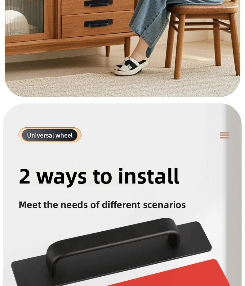 No-Drill Sliding Door Handles - Simple Style Pulls for Glass Doors, Moving Doors, Windows, Drawers & Cabinet Doors