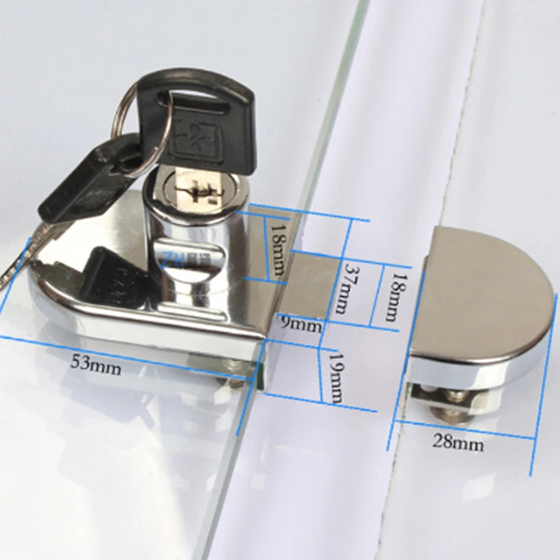 New Glass Display Cabinet/Showcase Locks Zinc Alloy Single/Double Door No Need Drilling Easy To Install Home Tool