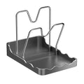 Pot Lid Organizer Vertical Spoon Display Stand with Drip Tray Stainless Pot Lid Storage Rack for Kitchen Baking Cooking Pantry