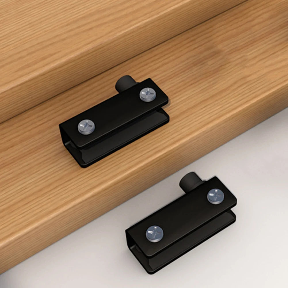 2Pcs Glass Door Hinges Stainless Steel No Drilling Rust-Proof Black Pivot Door Hinge Suitable For 5~6mm Glass Doors