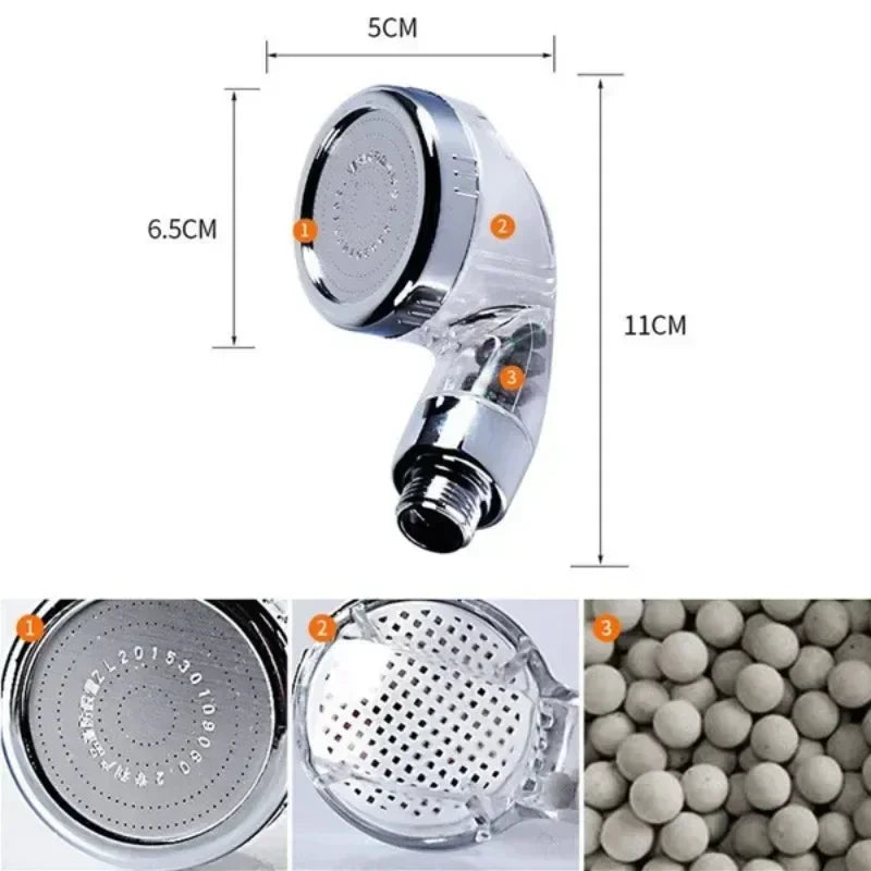 Bathroom Shower Head Set High Pressure Water Saving Handheld Showerhead with Adjustable Spray Settings