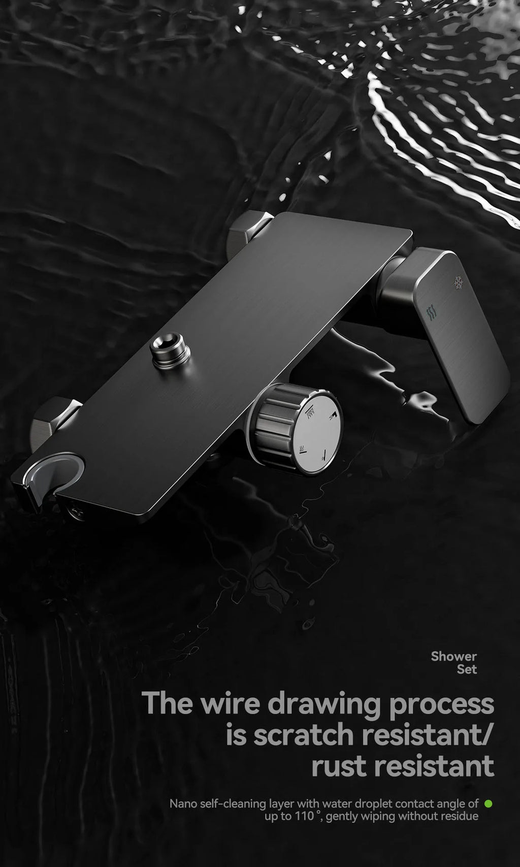 Bathroom Multifunction Shower System Set Household Rotary Knob Hot and Cold Water Pressurize Gunmetal Gray Aluminum Shower Set
