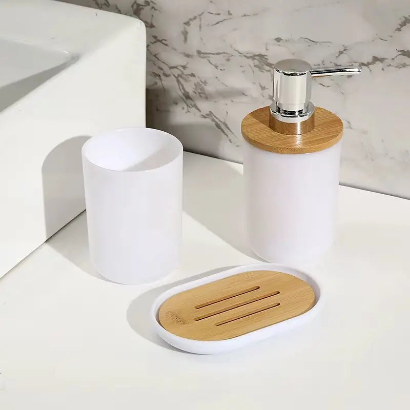 7pcs/set Home Bathroom Accessories Set Multipurpose Bathroom Organizer Kit with Toothbrush Holder Soap Dispenser Toilet Brush