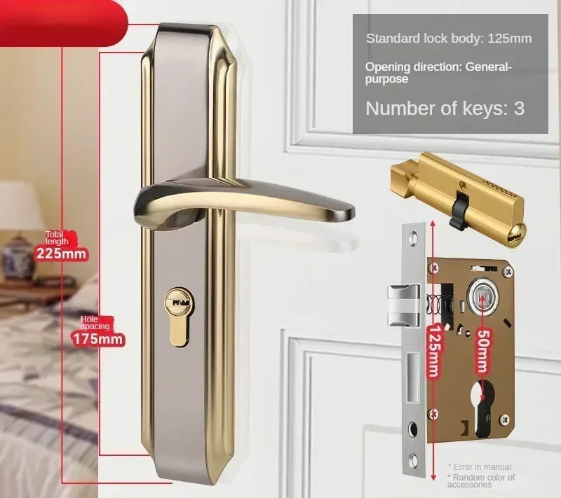 Apartment Room Wood Door Lock Set  House Anti-theft House Interior Door Bedroom Furniture Security Lock For Home Doors With Key
