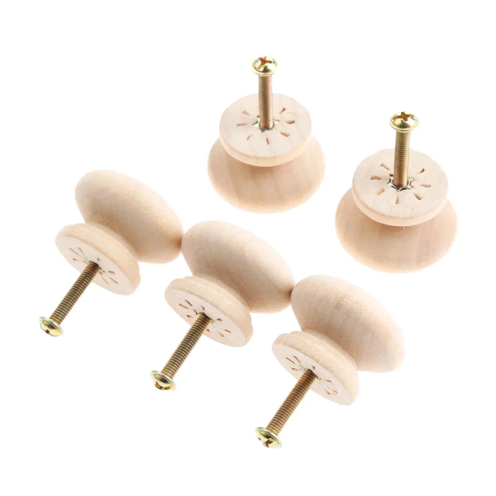 5Pcs Wood Cabinet Drawer Wardrobe Knobs Wooden Furniture Handles Cabinet Knobs and Handles Kitchen Door Pulls Furniture Hardware