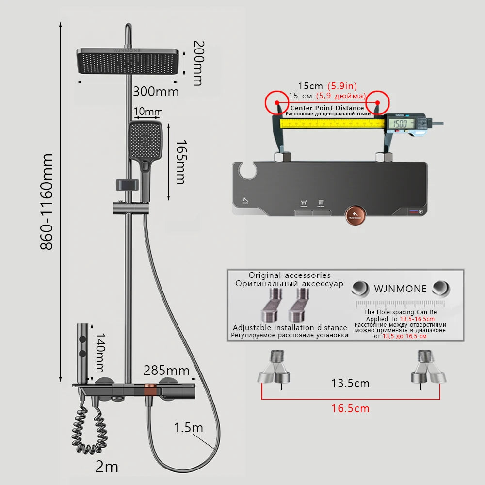 Tempered Glass Panel Rain Bathroom Shower Faucets Set Cold Hot Mixer Taps Rainfall Shower Faucet Complete Bathtub Showers System