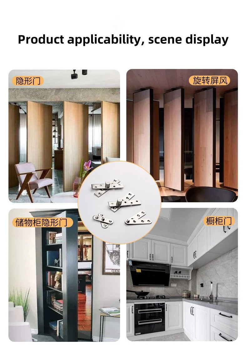 Stainless steel door rotating shaft hinge, 360° rotation, hidden rotating door hinge, furniture hardware