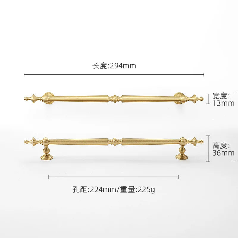 High-end Antique Bronze Door Handles and Knobs Solid Brass Antique Drawer Pulls Kitchen Cupboard Handle Gold Cabinet Handles