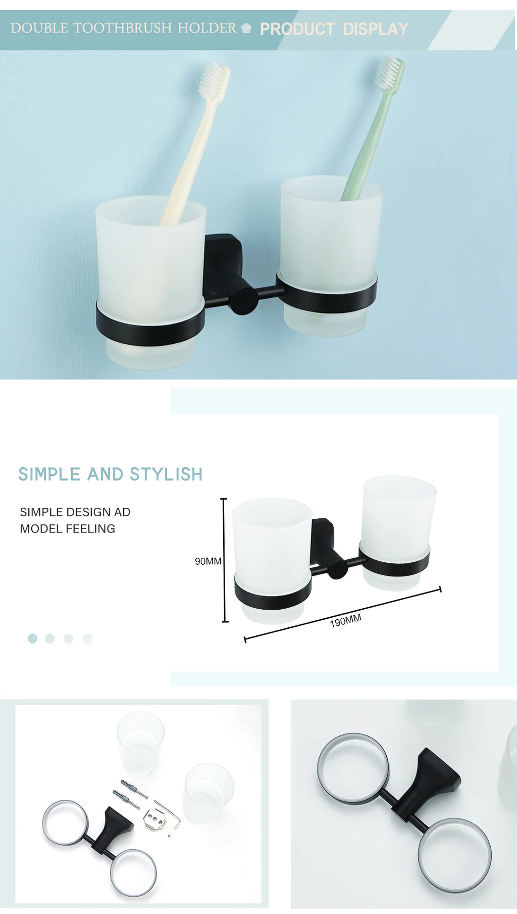 Matte Black Bathroom Accessories Set Wall Mount Stainless Steel Clothes Hook Toilet Paper Holder Towel Bar Hardware Pendant
