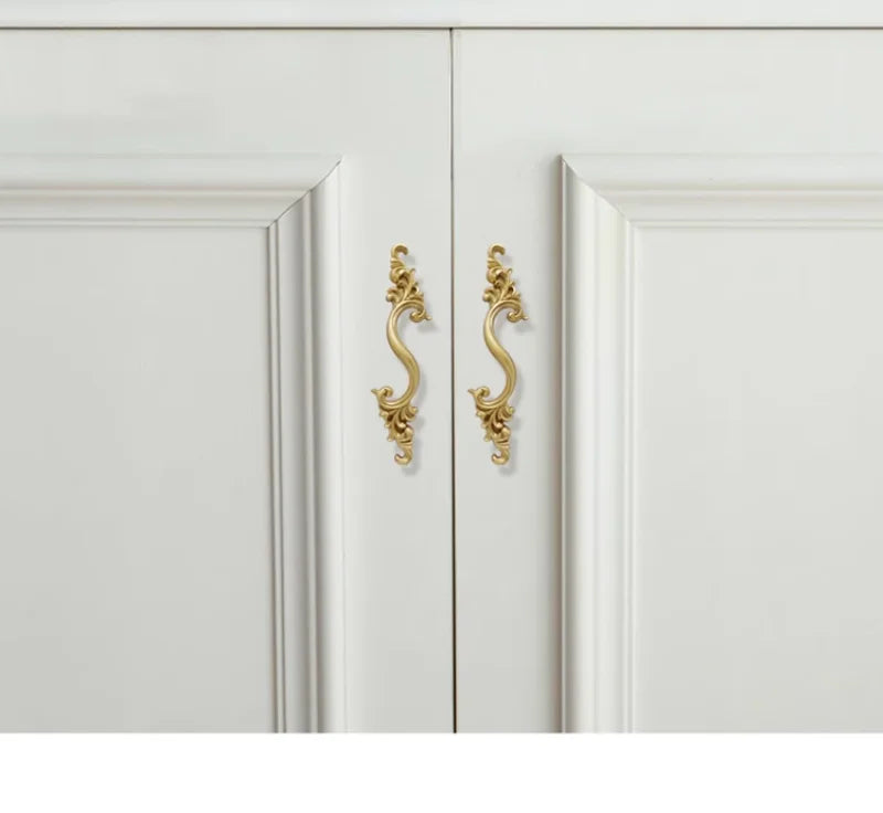 American Cabinet Door Handle Brass Wardrobe Drawers Modern Simple French Nordic Pure Copper Cabinet Gold Drawer Knobs