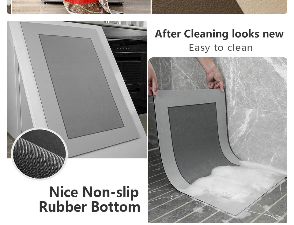 Bathroom Floor Mat Water-absorbing Non-slip Wash-free Carpet Curved Minimalist Beige Bathroom Rug Door Home Decoration Foot Mat