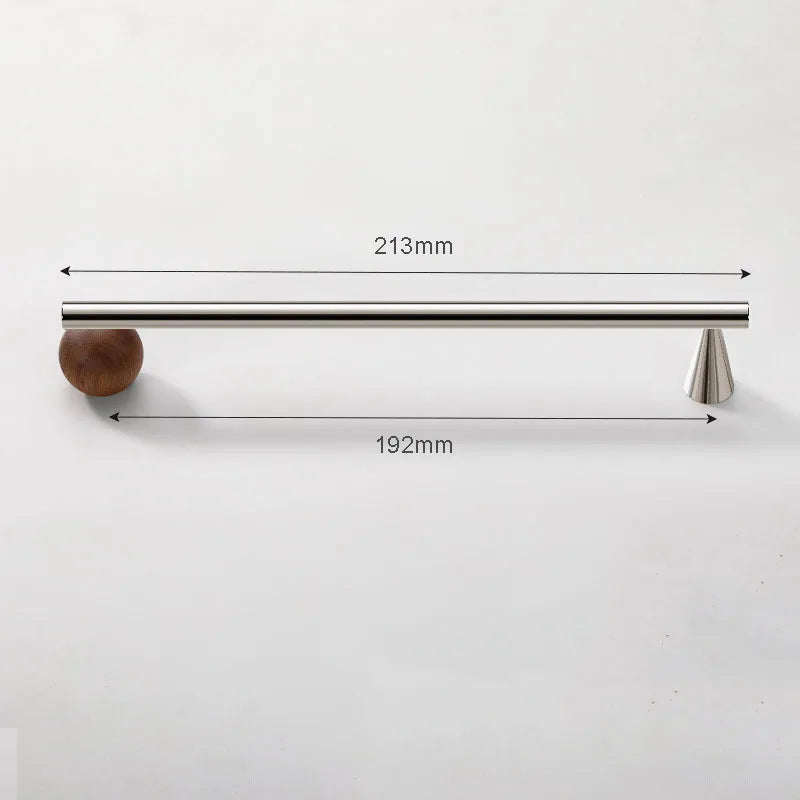 Shiny Silver Brass Cabinet Handles Chrome Wardrobe Pulls with Walnut Wood Ball Drawer Bar Modern Furniture Door Knobs