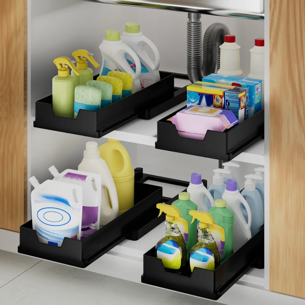 1Pcs Kitchen Storage Rack With Pull-Out Rack Kitchen Drawer Type Storage Tray Spice Box Storage Rack Household Cabinet Organizer