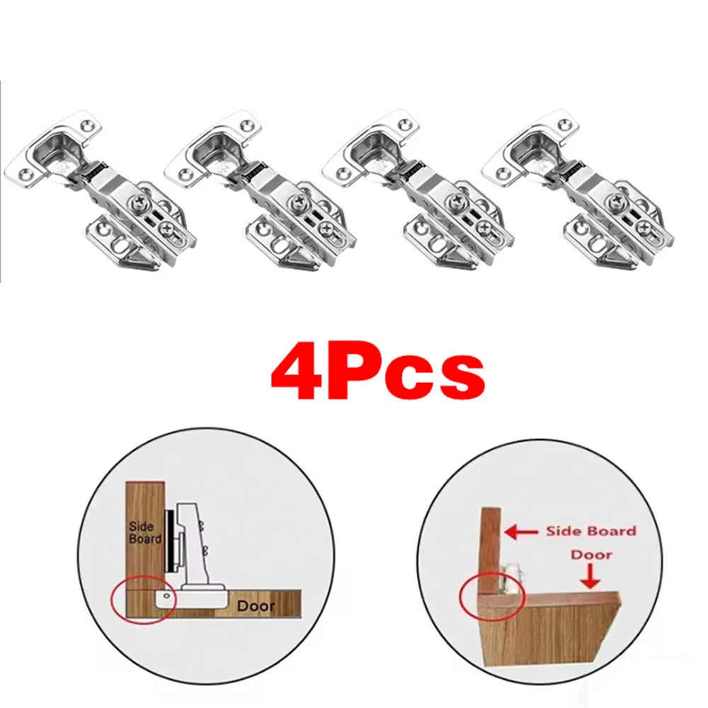 2-8 Pcs Stainless Steel Cabinet Door Hinges Hydraulic Damper Buffer Soft Close Quiet Wardrobe Door Concealed Hinges with Screws