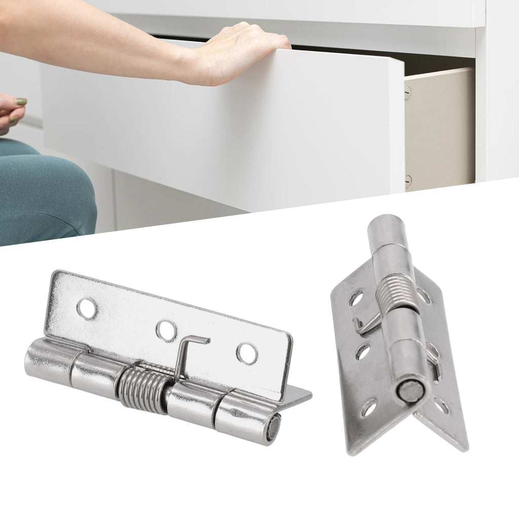 2pcs 1/1.5/2/3Inch Silver Spring Door Hinge Stainless Steel Self Closing Design Windows Cabinets Boxes Household Hardware