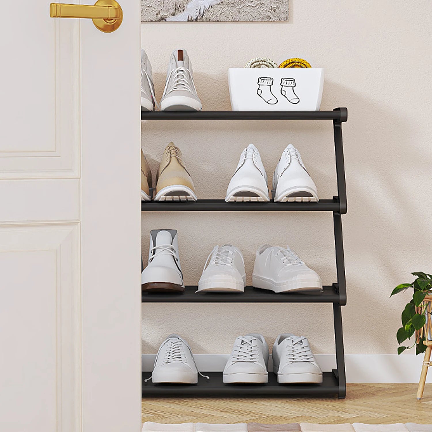 Shoe Rack Organizer Space Saving Shoes Organizer Free Standing Z-shaped Rack Multi-layer Assembly Storage for Home Dormitory