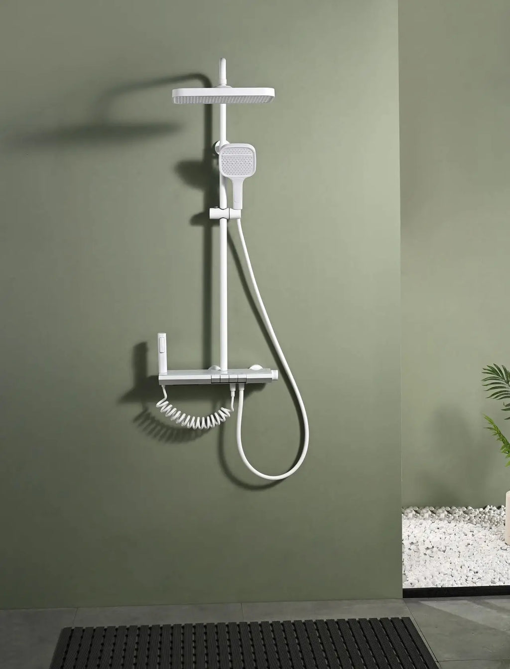 Hot Cold Water Mixer Bathroom Contemporary Exposed Shower Faucet System Brass Rainfall Adjust The Temperature Shower Set