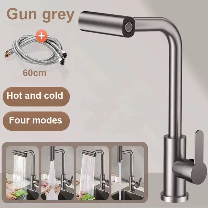 Kitchen Faucets Brass Sink Faucet Pull Out Kitchen Sink Water Tap Deck Mounted Mixer Stream Sprayer Head Hot Cold Taps