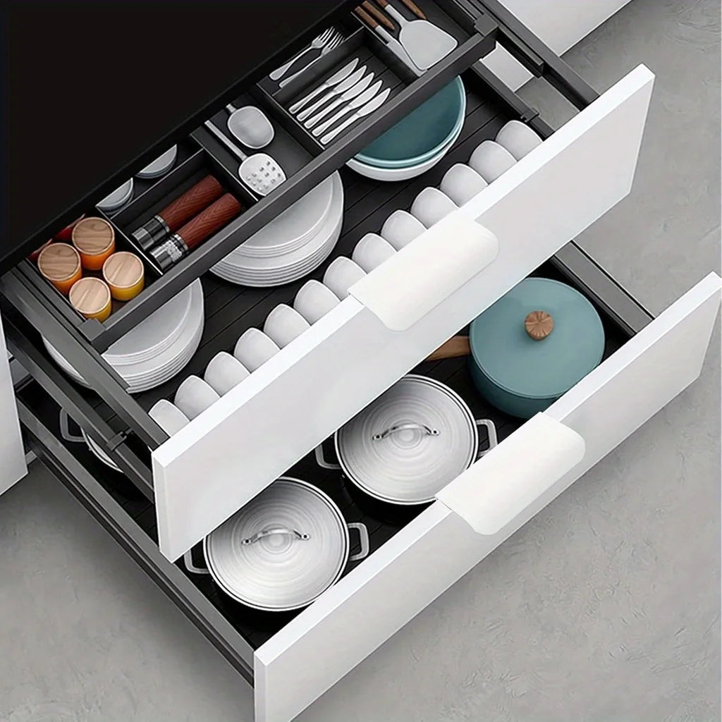 8pcs cabinet pull handles, hidden drawer handles, modern-style cabinet hardware for wardrobes and drawers