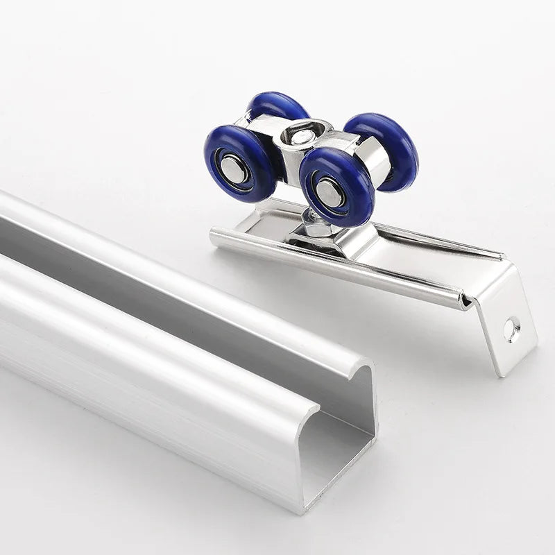2pcs/set Sliding Door Roller Slide Doors Pulley 4 Wheels Hanging Wheels Rail Track Pulley Home Replacement Hardware