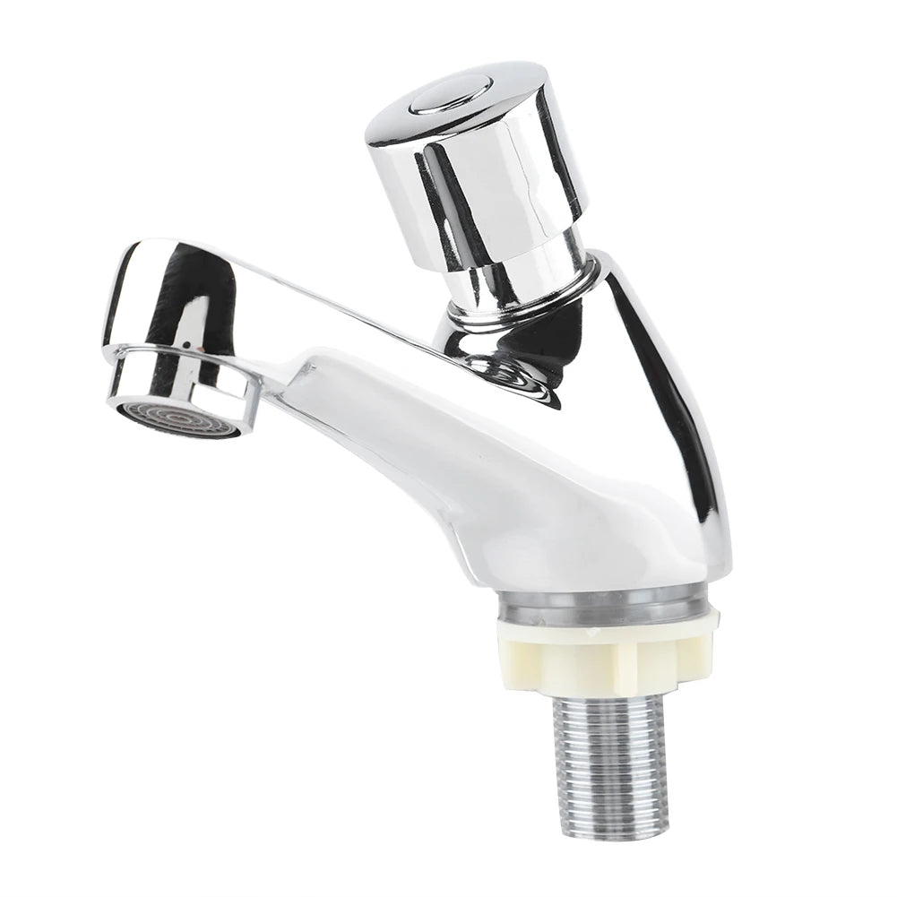 Basin Sink Bathroom Faucet Deck Mounted Cold Single Water Basin Tap Time Delay Lavatory Sink Tap Water Saving Household Tap