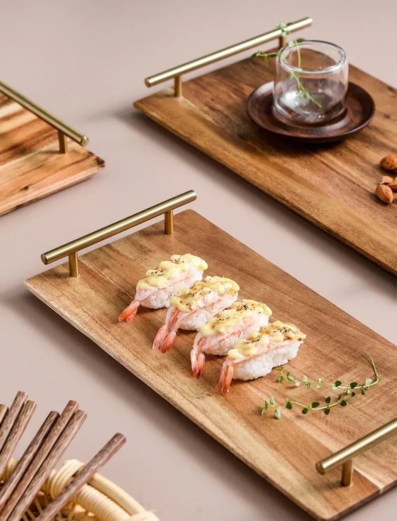 Kitchen Tray for Serving Food Trays for Desserts Dessert Tray With Handles Wooden Serve Storage Coffee Fruit Snack Drink Sweets