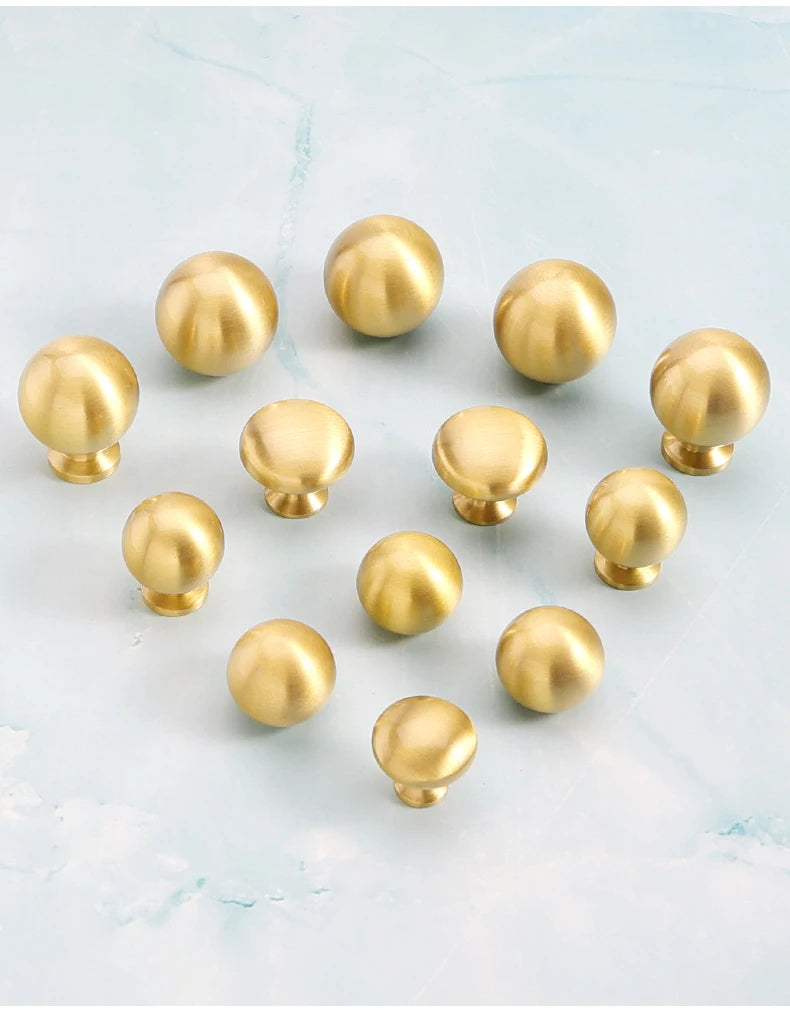 Brass Round Ball Furniture Handles Drawer Knobs Cabinet Gloden Wardrobe Door Pulls  Modern Minimalist Bathroom cabinet