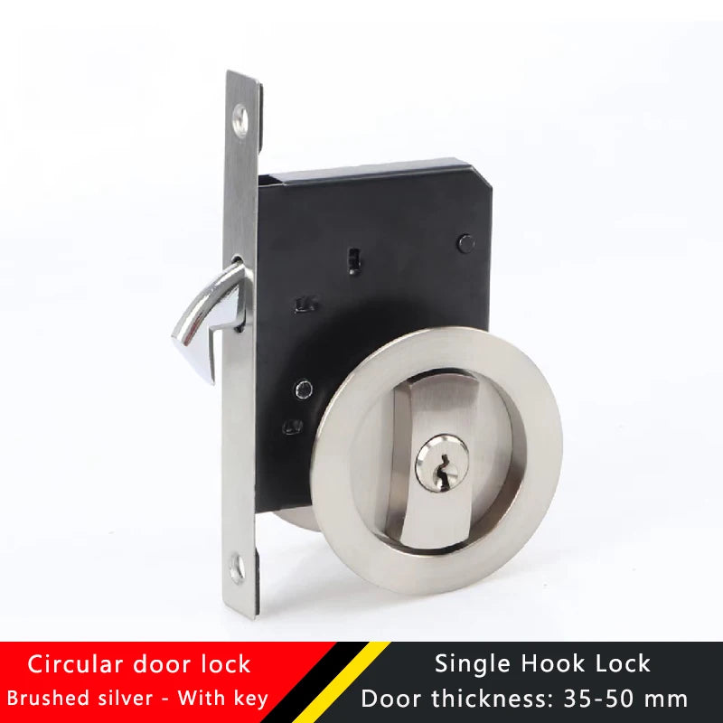 Black Sliding Door Sliding Door Lock Bathroom Balcony Interior Kitchen Double Hook Sliding Door Built-In Invisible Hook Lock
