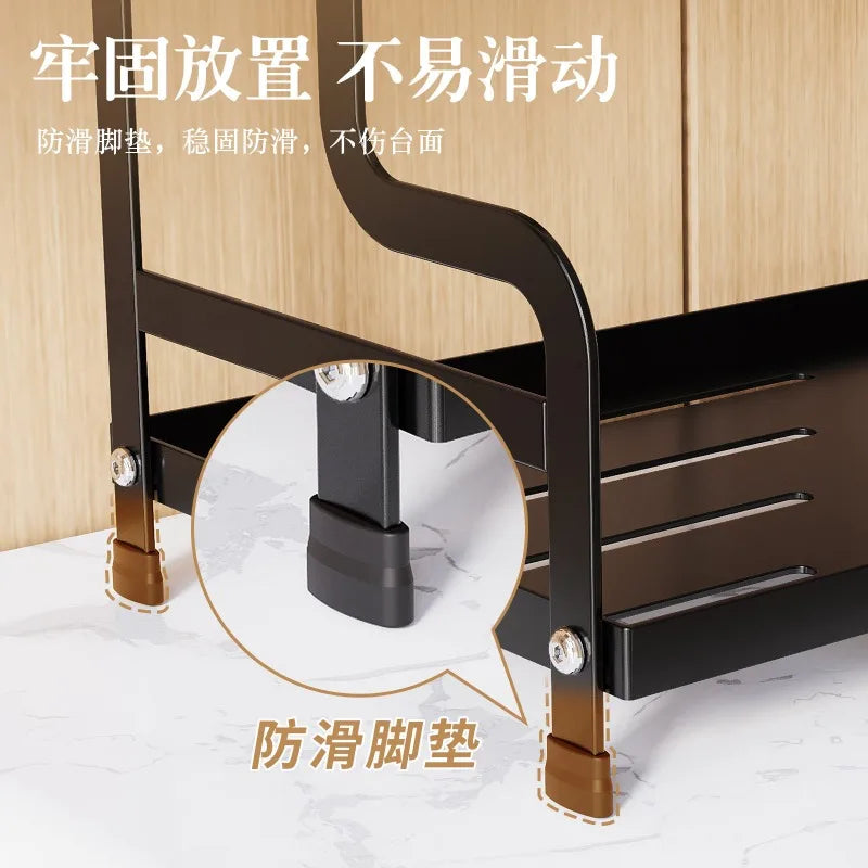2 Tier Under Sink Organizer Sliding Cabinet Basket Organizer Storage Rack with Hooks Hanging Cup Bathroom Kitchen Organizer New