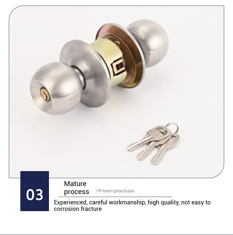 Anti-bumping House Door Handle Lock With Knobs Interior Round for Bedroom Bathroom Stainless Turn Thumb Armored Privacy Articles