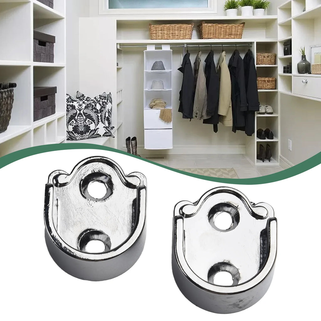 Wardrobe Rail Hanger Rod Socket Support Tube Round End Bracket Holder Heavy Duty U Shaped Rod Socket Home Hardware Accessories