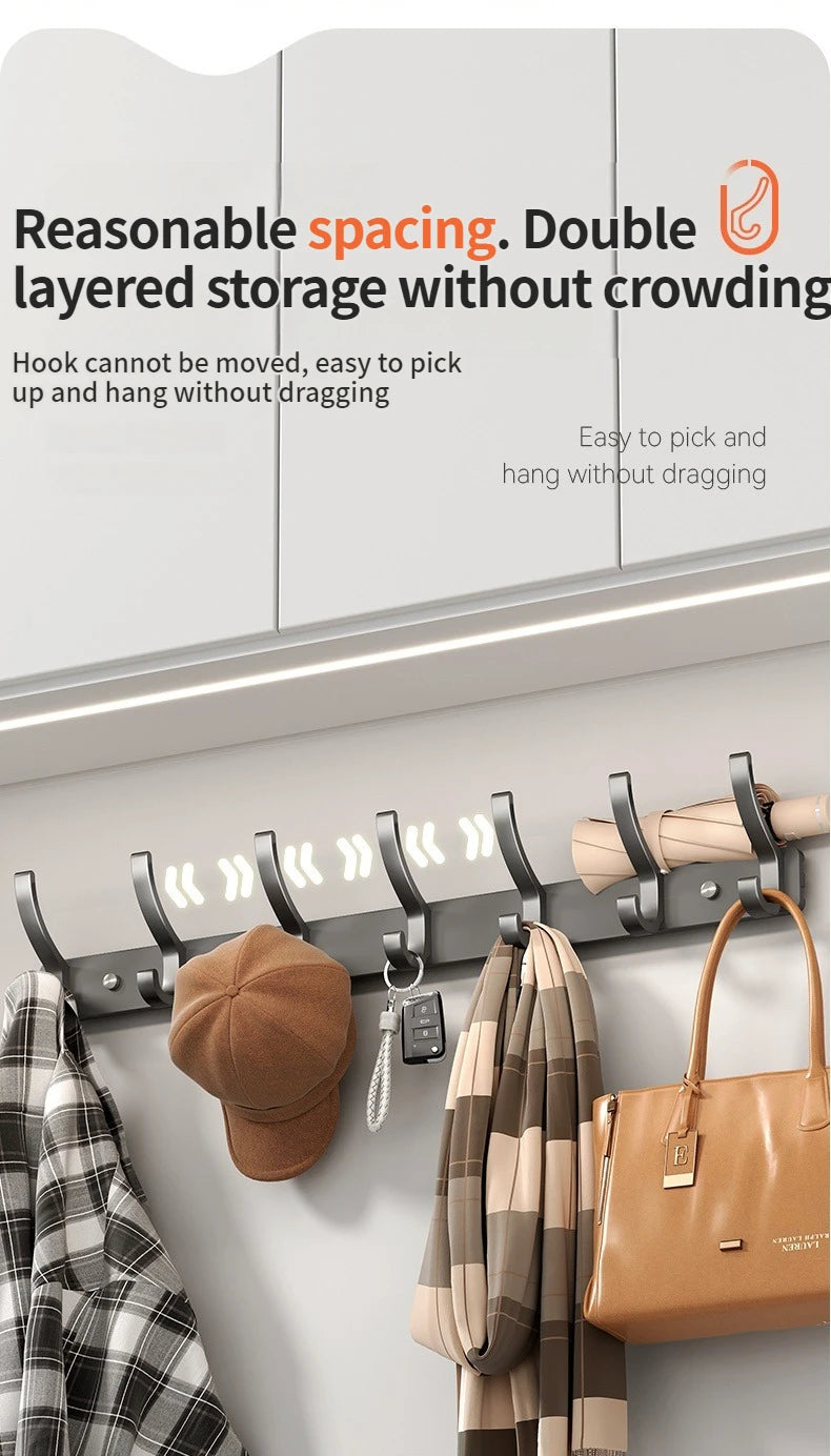 no drill Holes One Row Hangers Kitchen Towels Clothes Hats Toilet Towel Rack Storage Wall Mounted Door Back Rod Hook