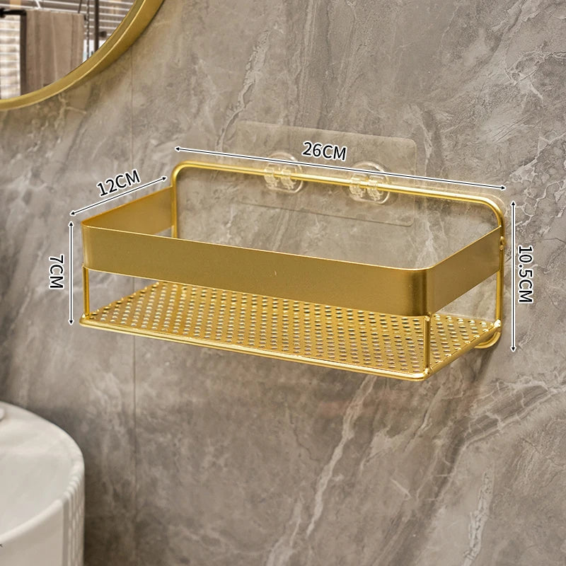 Gold storage rack bathroom wall mounted storage rack bathroom shampoo shower gel cosmetics storage rack bathroom accessories