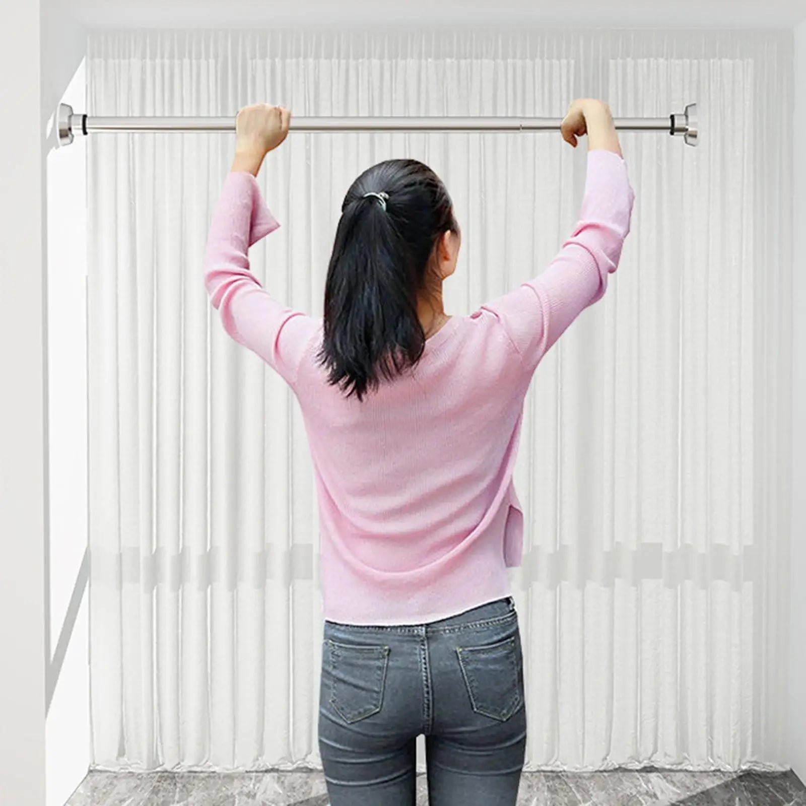 Clothes Rod Clothes Drying Rack Clothes Rack Curtain Rod Telescopic Clothing Rod for Bedroom Closet Laundry Room Home Wardrobe