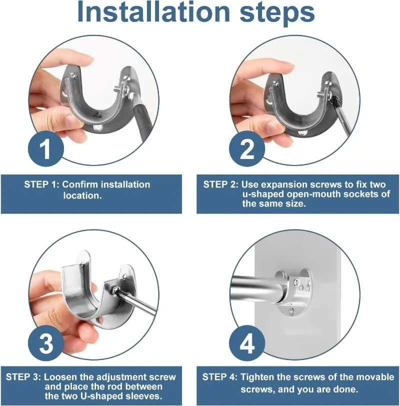 Wardrobe Hanger Rod Fixing Holder Stainless Steel Flange Seat Curtain Rod Tube Hook Fixed Support Bracket Bathroom Hardware