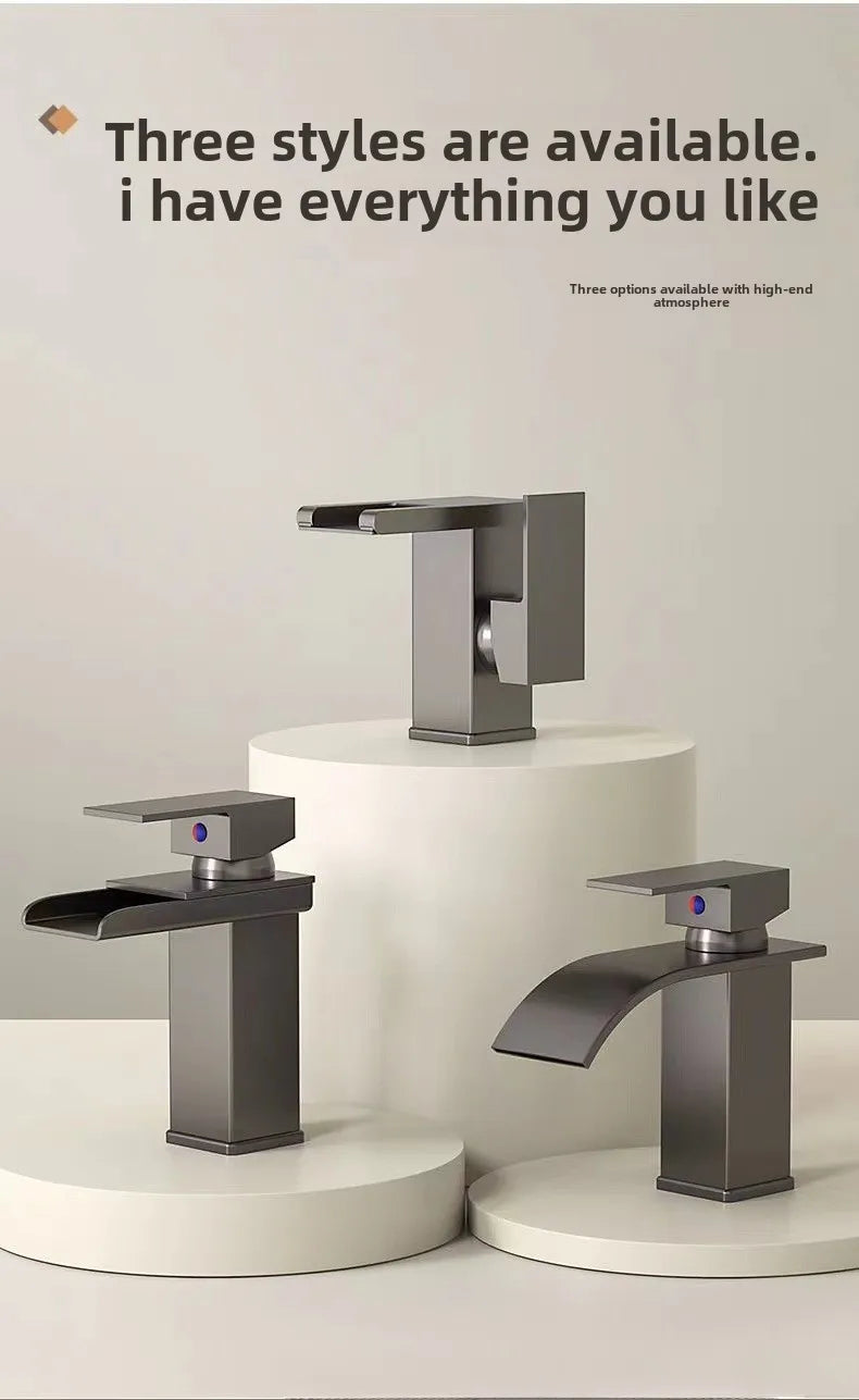 Wash Basin Faucet Bathroom Cold and Hot Sink Tap Toilet Luxury Water Taps Modern Brass Mixers Tap LED Light Bathroom Sink Faucet