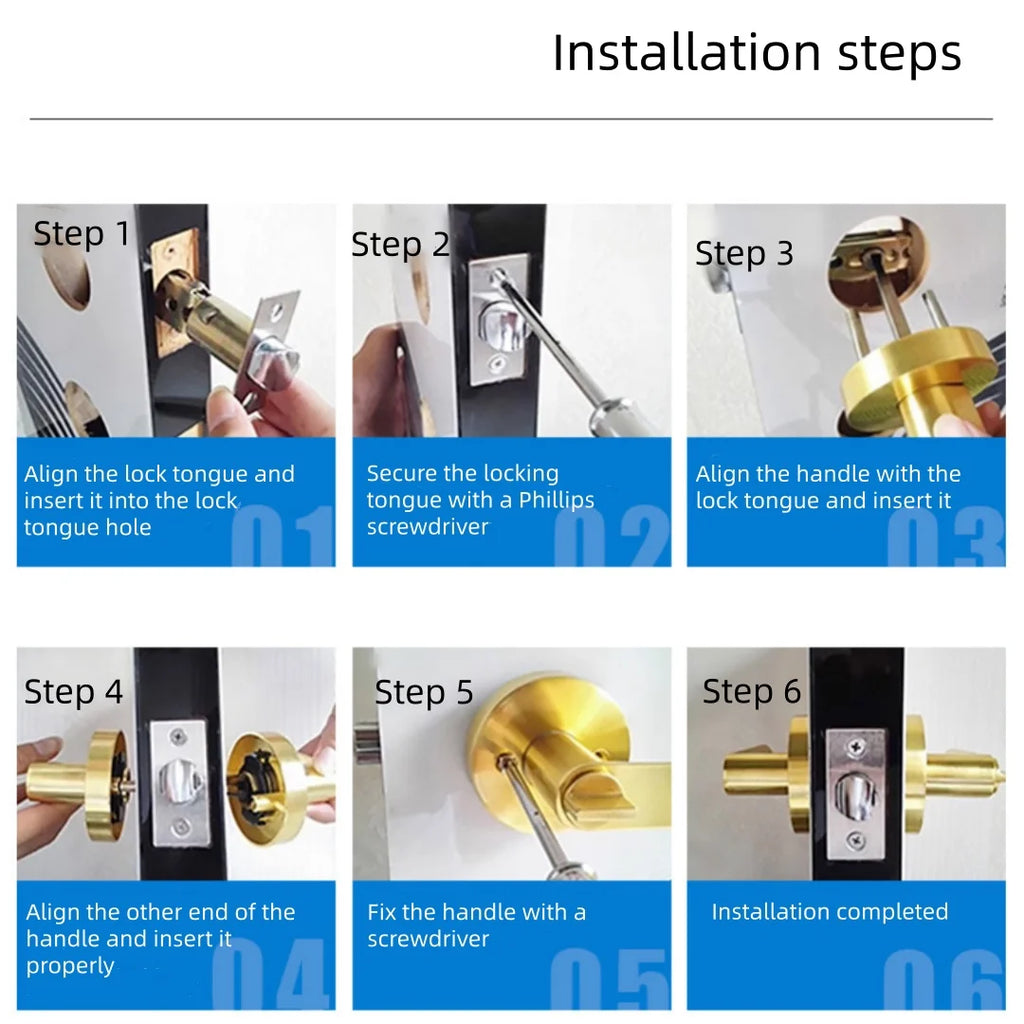 Household Door Handle Lock Round Security Privacy Sliding Front Doors Entrance Keyed Locks for Bedroom Living Room